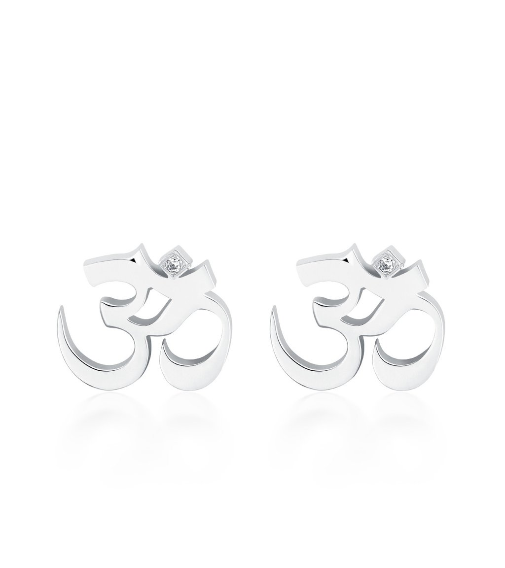 Petite Om Earrings Single Diamond Gold