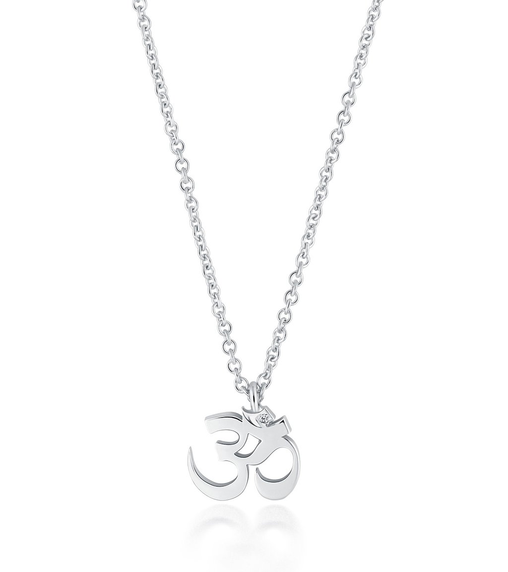 Petite Om Necklace Single Diamond Gold